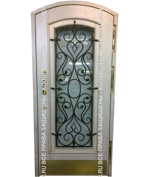 Стальная арочная дверь МДФ с ковкой/стеклом 3145 Стальная арочная дверь МДФ с ковкой/стеклом 3145